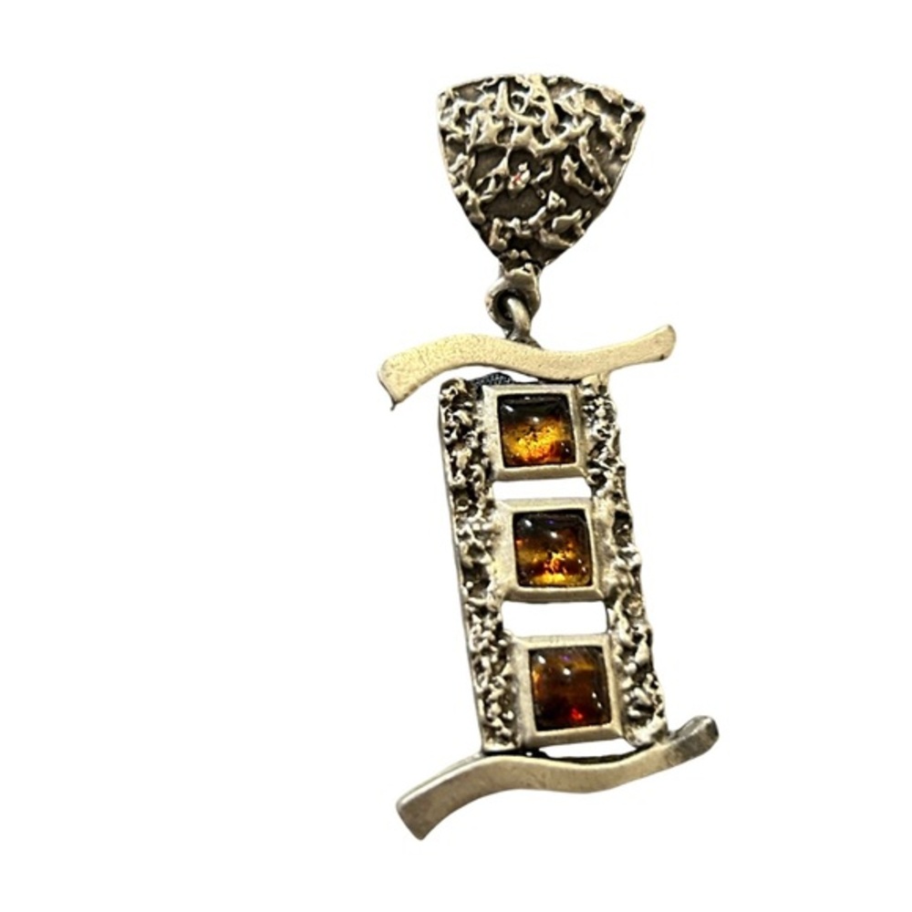 Silver and Brown Cats Eye Necklace with Gemstone Accents